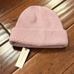 Anthropologie Pink Waffle-Knit Cuffed Beanie